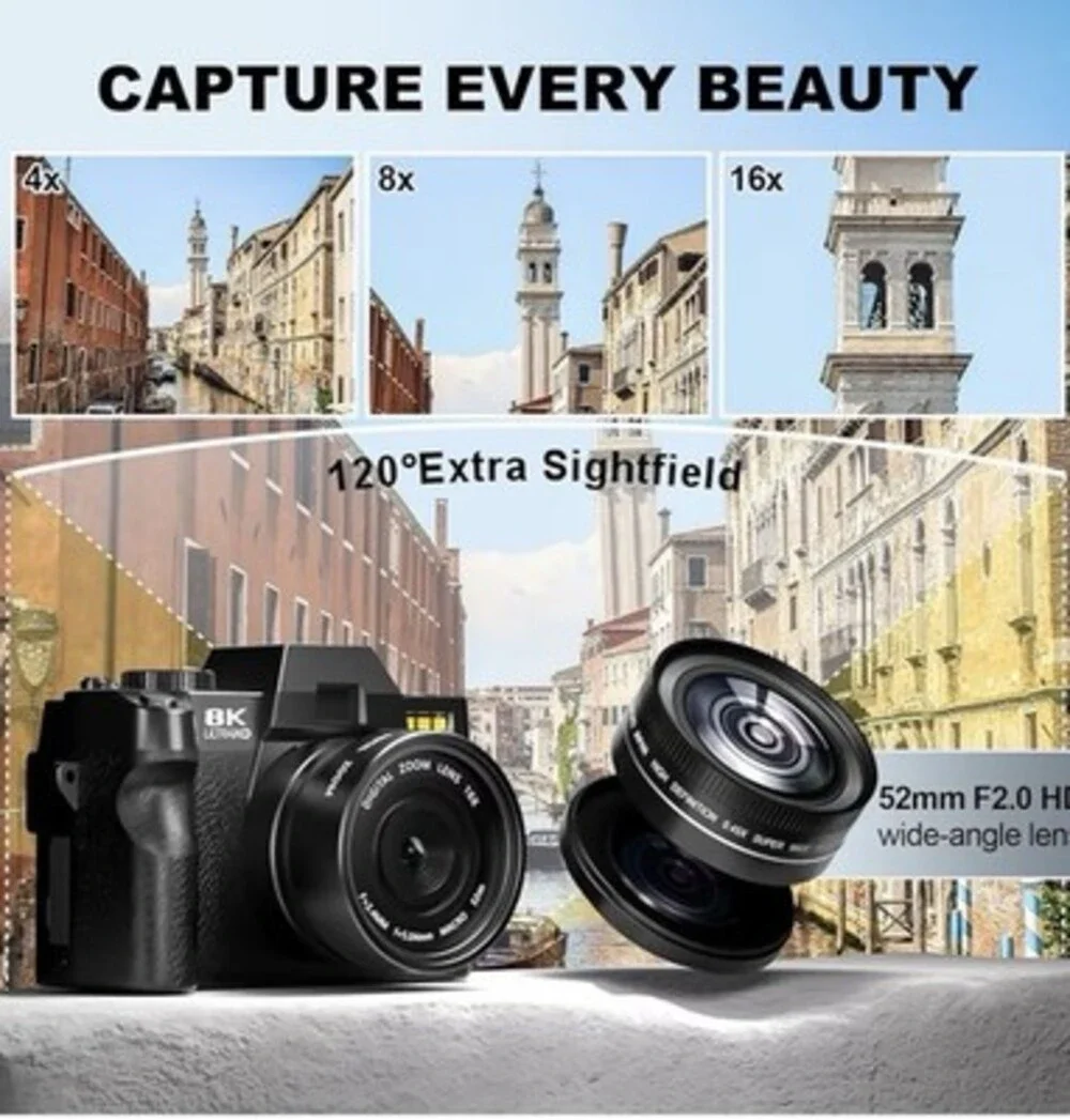 New in Box 8K&64MP Digital Cameras,16X Zoom, WiFi, 180° Flip Screen, Autofocus